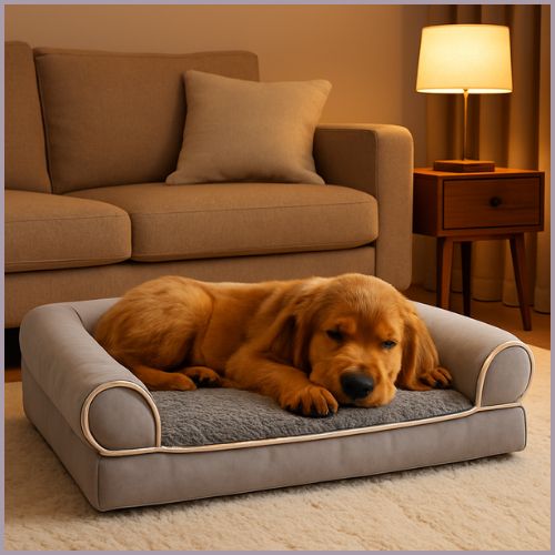 Canapé-pour-chien-XXL-confort-orthopédique-gris