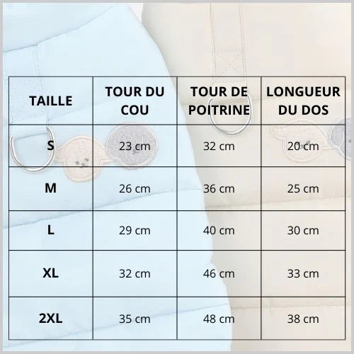 Manteau-pour-chien-rembourré-tailles
