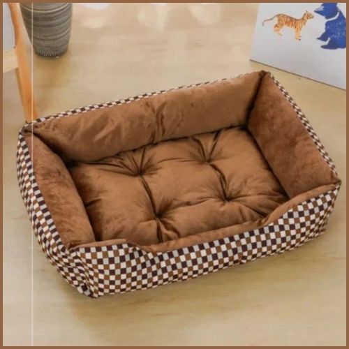 Panier-pour-chien-marron-beige