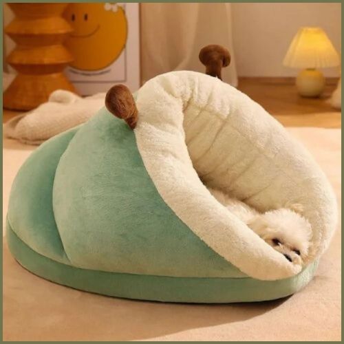coussin-pour-chien-vert-pantoufle