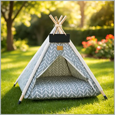 niche-pour-chien_en-forme-de-tente-avec-coussin-rembourré-gris