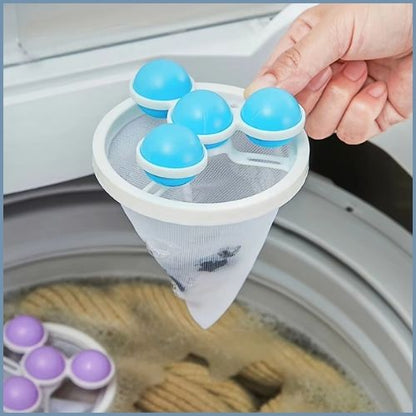 Attrape-poil-machine-à-laver-avec-sac-filtrant-bleu