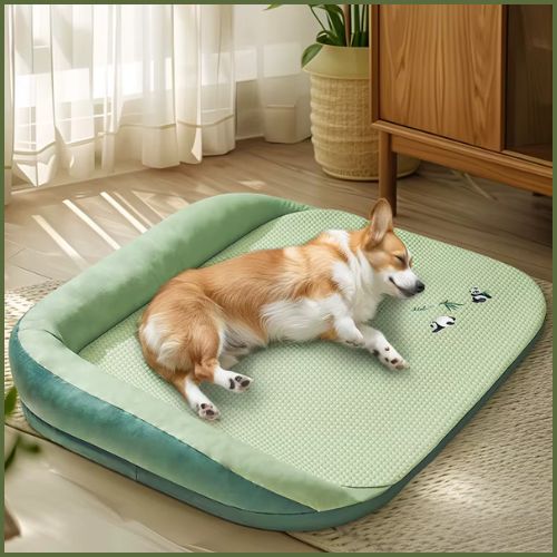 Canapé-pour-chien-en-tissu-rafraîchissant-et-déhoussable-vert