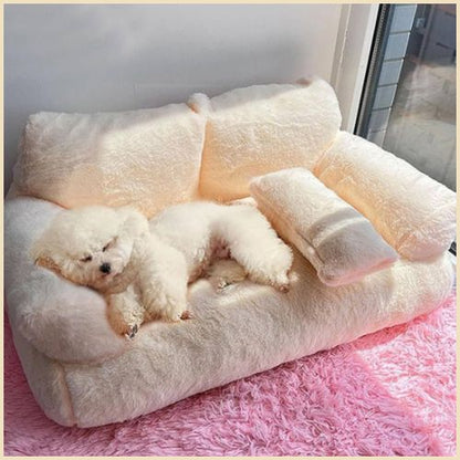 Canapé-pour-chien-petit-et-moyen-moelleux-et-déhoussable-beige