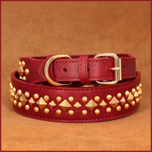 Collier_pour-chien_en-similicuir-élégant-et-réglable-rouge