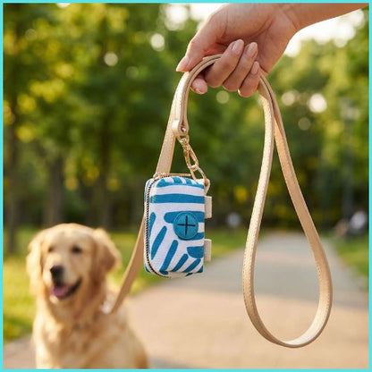 Distributeur-sac-a-crotte-tissu-resistant-double-fixation-bleu