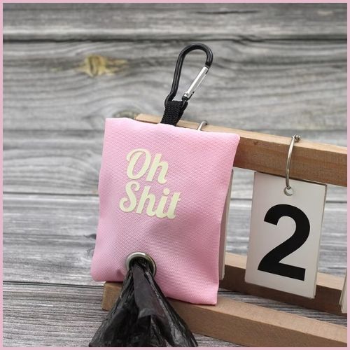 Distributeur-sac-à-crottes-pour-chien-en-toile-rose