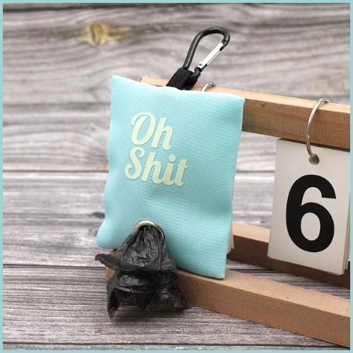 Distributeur-sac-à-crottes-pour-chien-en-toile-turquoise