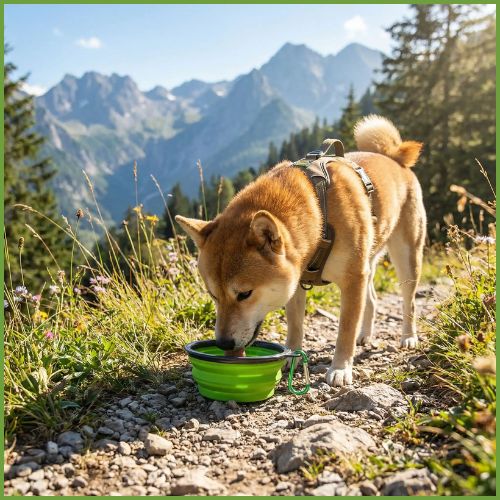 Gamelle-pliable-chien-en-silicone-pour-randonnee-shiba-inu