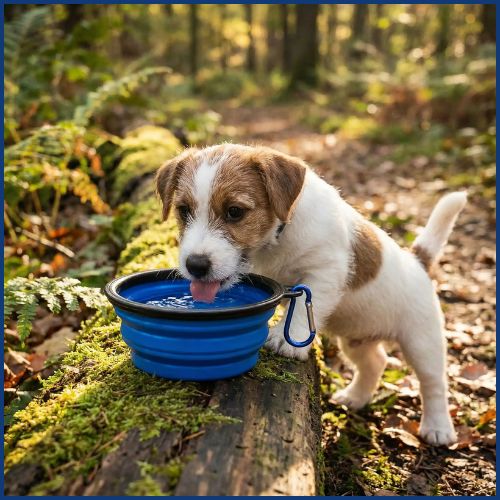 Gamelle-pliable-chien-en-silicone-pour-randonnée-bleu