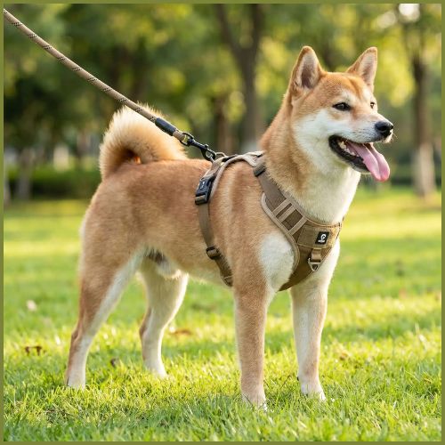 Harnais-chien-anti-traction-pour-shiba-inu-double-attache-vert