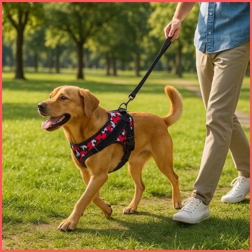 Harnais-chien-anti-traction-résistant-labrador-rouge