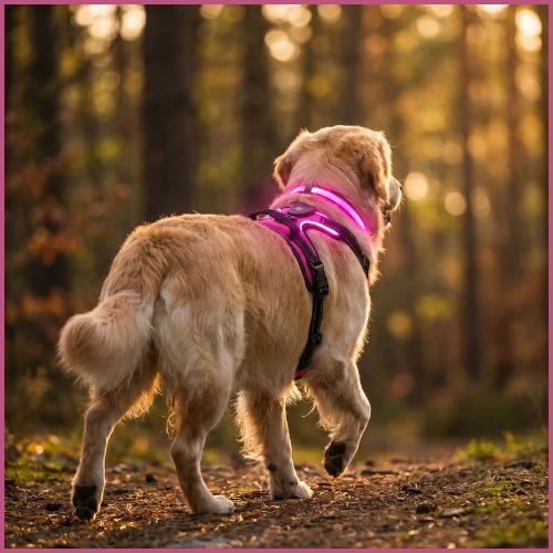 Harnais-chien_-LED-lumineux-rose