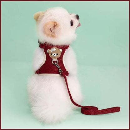 Harnais-petit-chien-en-H-en-tissu-doux-et-léger-rouge