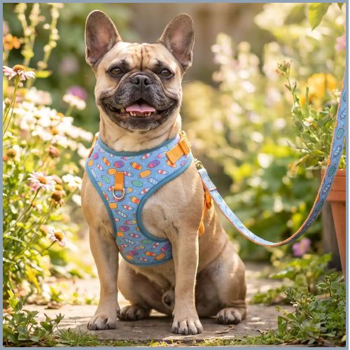 Harnais-pour-chien-respirant-avec-laisse-bleu