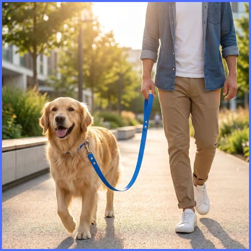 Laisse-biothane-imperméable-pour-chien-bleu