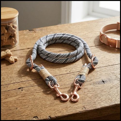 Laisse-chien-main-libre-elegante-et-reglable-noir
