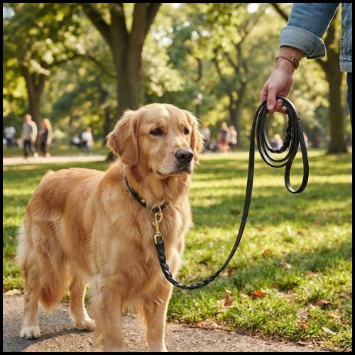 Laisse-pour-chien-en-cuir-véritable-noir