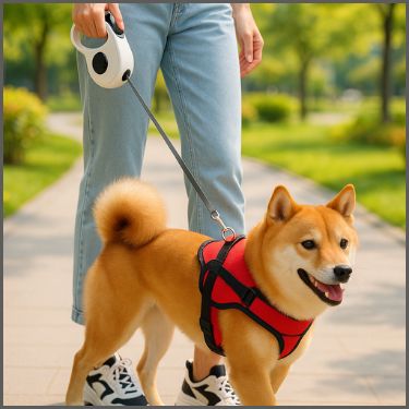 Laisse-pour-chien-enrouleur-8-mètres-avec-porte-sac-blanc