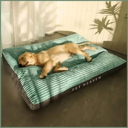 Lit-pour-chien-XXL-en-velours-côtelé-déhoussable-vert