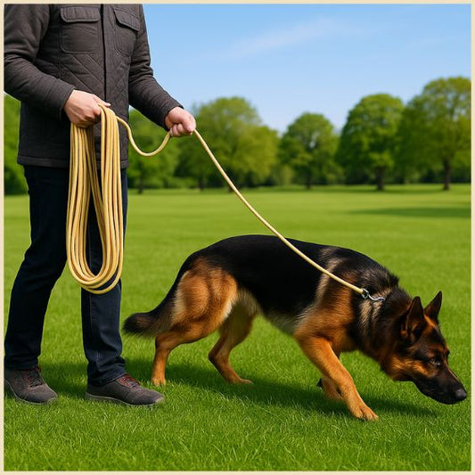 Longe-chien-10-m-dressage-rappel-nylon-solide-entraînement-beige