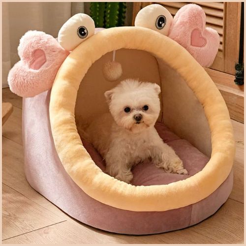 Niche-chien-petit-et-moyen-confortable-rose