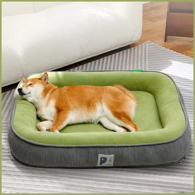 Panier-pour-chien_à-mémoire-de-forme-confortable-vert