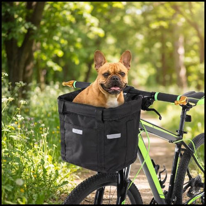 Panier-velo-chien-avec-fixation-rapide-au-guidon-noir