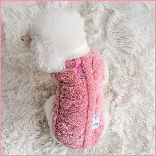 Pull-pour-chien-petite-taille-polaire-avec-anneau-pour-laisse-rose