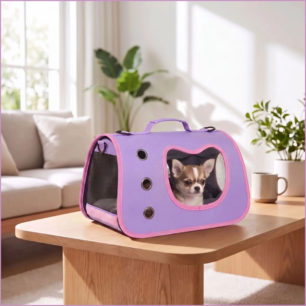 Sac-transport-pour-chien-petite-taille-pliable-violet