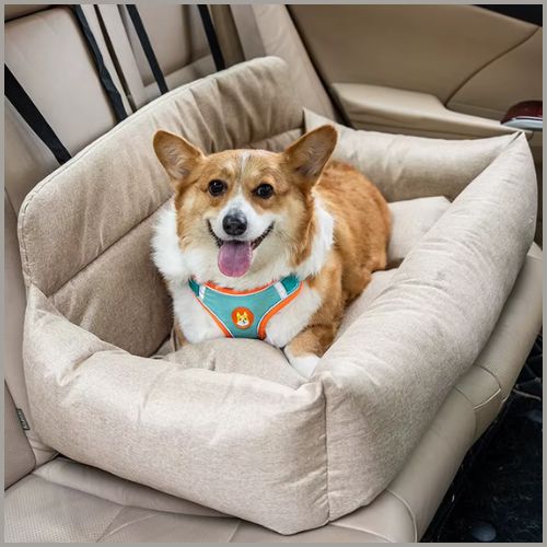 Siege-auto-pour-chien-taille-moyenne-à-grande-déhoussable-beige