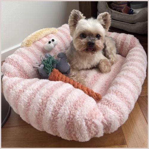 canapé-pour-petit-chien-doux-et-confortable-rose