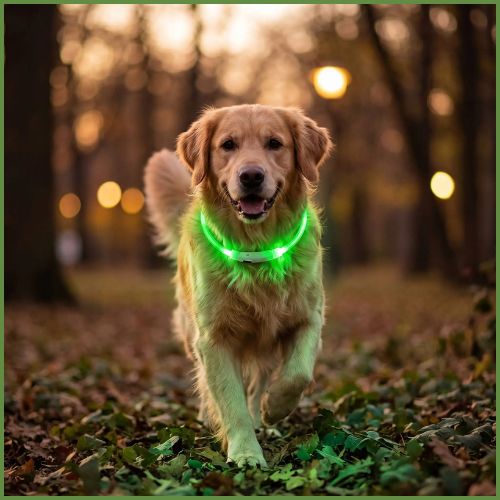 collier-lumineux-chien-LED-rechargeable-USB-reglable-etanche-vert