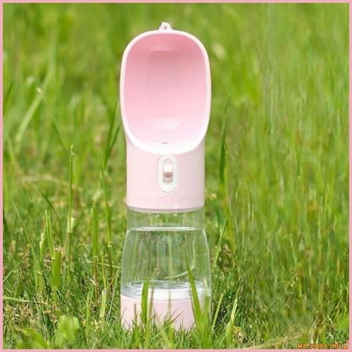 gourde-pour-chien-2 en-1-eau-et-croquettes-rose-clair