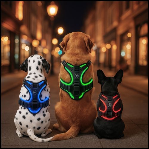 Harnais-chien_ LED-lumineux-bleu