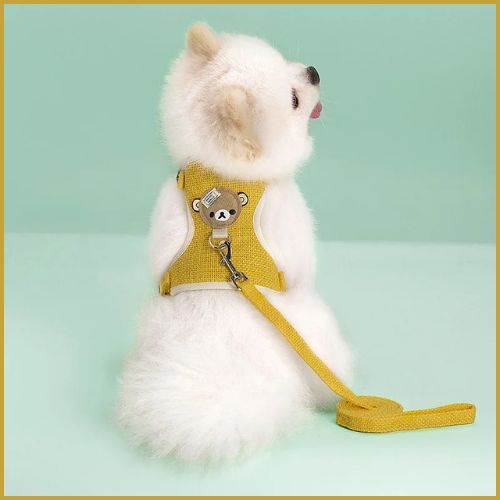 harnais_petit-chien_léger-et-confortable-en-tissu-doux-Jaune