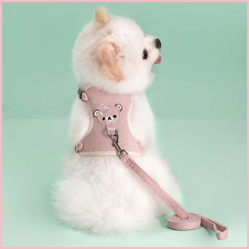 harnais_petit-chien_léger-et-confortable-en-tissu-doux-rose