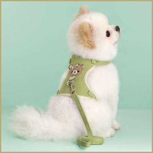 harnais_petit-chien_léger-et-confortable-en-tissu-doux-vert