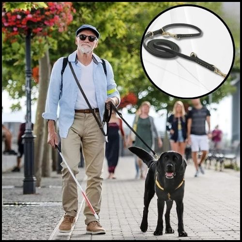 laisse-chien-main-libre_en-cuir-véritable-noir