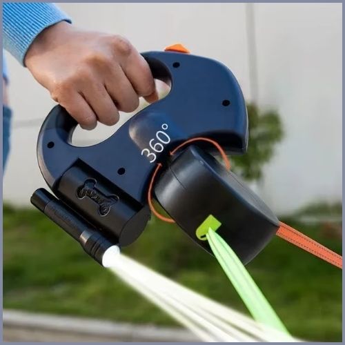 laisse-double-pour-chien-rétractable-3-mètres-led-bleu