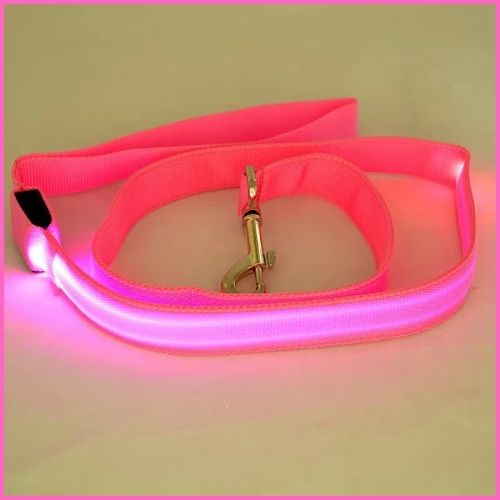 laisse-pour-chien-avec-lumière-LED-rose