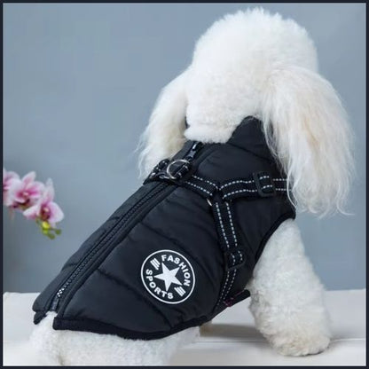 manteau-pour-chien_ avec-harnais-intégré-noir