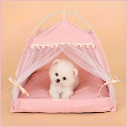niche-pour-chien_en-petite-tente-d-intérieur-rose