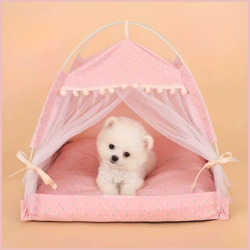 niche-pour-chien_en-petite-tente-d-intérieur-rose