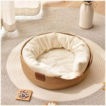 panier-osier-chien-avec-coussin-amovible-et-confortable-tapis