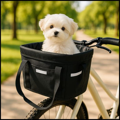 panier-velo-chien_fixation-rapide-et-sécurité-au-guidon-bichon-noir
