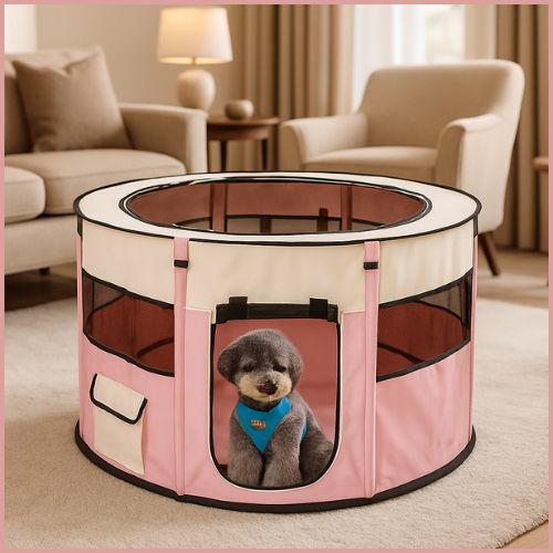 parc-a-chien-pliable-facile-a-transporter-rose