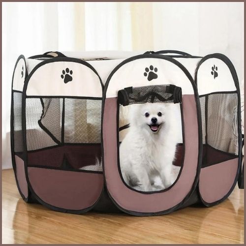 parc-pour-chien-usage-intérieur-et-extérieur-pliable-marron
