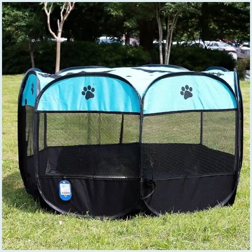 parc-pour-chien-usage-intérieur-et-extérieur-pliable-turquoise