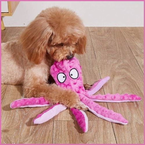 Peluche_pour-chien_en-forme-de-pieuvre-avec-couineur-rose